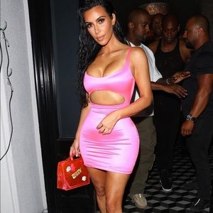 pink kim k cut out dress